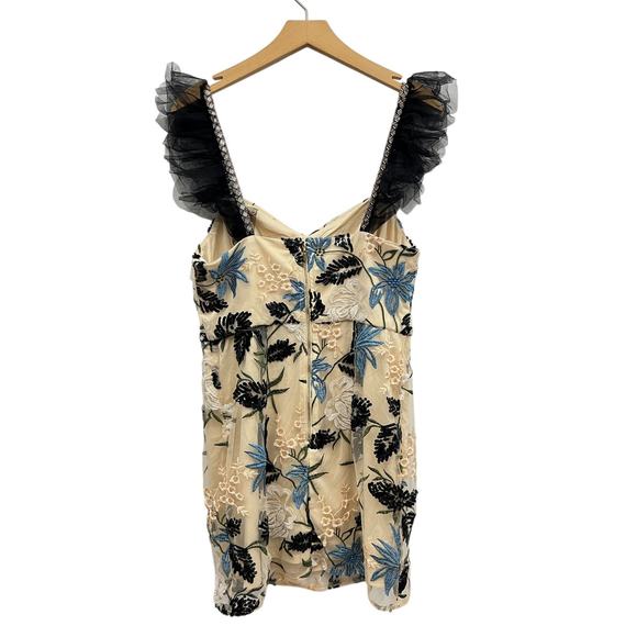 Lulus Show Stopper Cream Embroidered Sequin Bodycon Mini Dress size Large - Picture 2 of 7